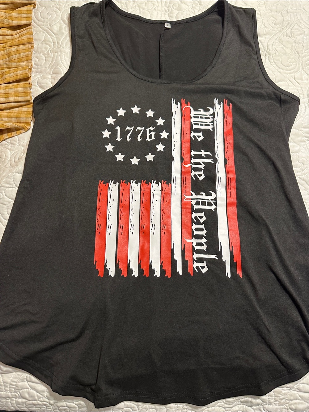Black Patriotic Tank Top with 'We the People' Print